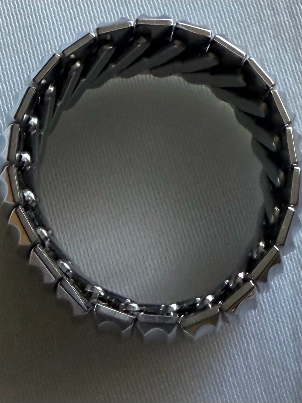 Vintage Milor Italy Wide Ribbed stainless steel stretch Bracelet - Picture 3 of 5